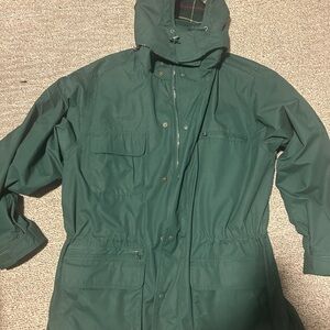 Eddie Bauer Forest Green Hooded Raincoat